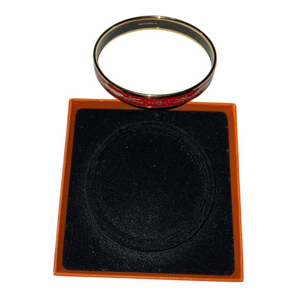 Hermes Enamel Cloisonne Yellow x Gold Bangle Bracelet W/Box - Picture 9 of 11